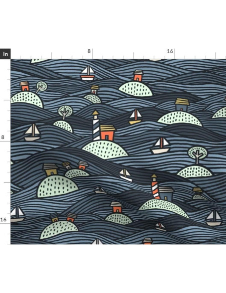 Tela de Algodón Spoonflower Islas Lago 21x18" para Manualidades Tela de Algodón Spoonflower Islas Lago 21x18" para Manualidades