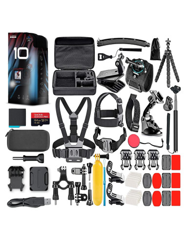 GoPro HERO10 Black - Cámara de Acción 5.3K + Accesorios