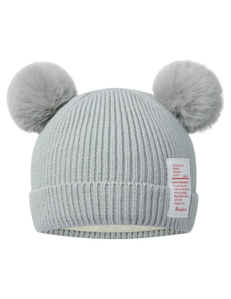 Gorro de Invierno para Bebés Gris Acogedor con Pom Pom Gorro de Invierno para Bebés Gris Acogedor con Pom Pom