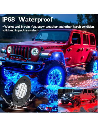 Kit de Luces LED Rock RGB Fimker 4 Pods Multicolor 12V