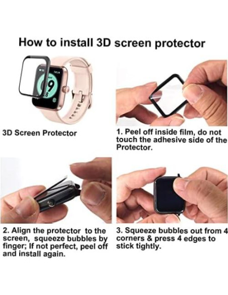 Protector de Pantalla 3D SMAATE para Smartwatch 1.7" - 3 Piezas Protector de Pantalla 3D SMAATE para Smartwatch 1.7" - 3 Piezas