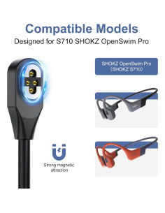 Cable de Carga Magnético 4 Pines Seynli para SHOKZ OpenSwim Pro 2