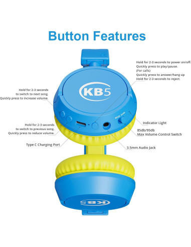 Auriculares Inalámbricos Contixo KB-5 para Niños - 85dB