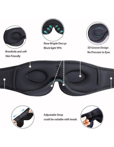 Máscara para dormir Bluetooth 5.3 Wanzhuanshenghuokeji 3D