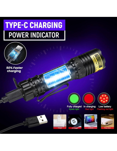 Linterna UV DARKDAWN 365nm Mini LED Recargable USB-C