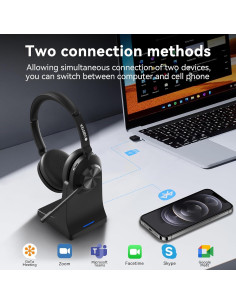 Auricular Inalámbrico Voistek VS888BTC con Micrófono y Cancelación de Ruido 2