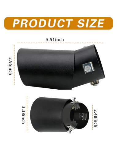 Tubo de Escape Doblado ijuicy ICYPQT201BL Acero Inoxidable