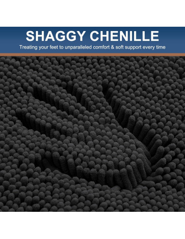 Conjunto de Alfombrillas de Baño Smiry 2 Piezas Chenille Negro