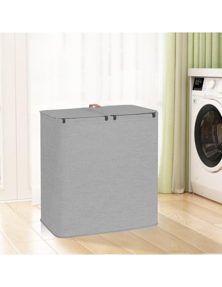 Cesta de Ropa Doble Storage Maniac 136L con Tapa y Asas Cesta de Ropa Doble Storage Maniac 136L con Tapa y Asas