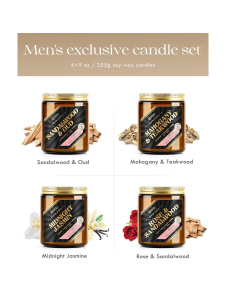 Conjunto de 4 Velas Aromáticas AOOVOO de Soja 1021 g Conjunto de 4 Velas Aromáticas AOOVOO de Soja 1021 g