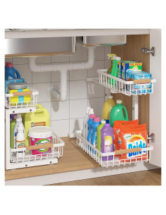 Organizador Bajo Fregadero ADRIMER 2 Niveles Extraíble Blanco