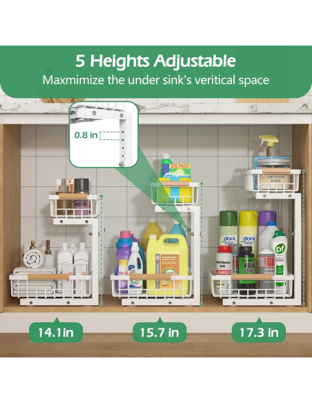 Organizador Bajo Fregadero ADRIMER 2 Niveles Extraíble Blanco Organizador Bajo Fregadero ADRIMER 2 Niveles Extraíble Blanco