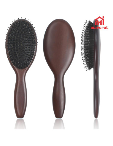 Cepillo de Madera Natural Marsrut para Cabello Graso 23 cm