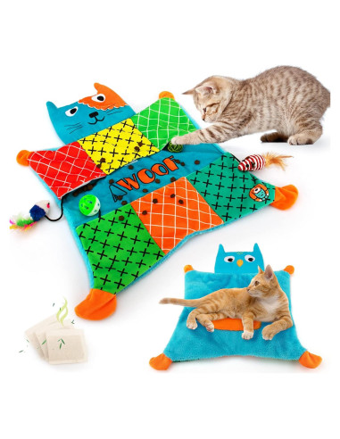 Alfombrilla Suave para Gatos AWOOF con Juguetes Interactivos