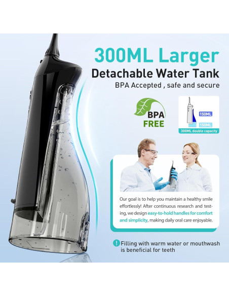 Irrigador Dental Inalámbrico COSLUS C20 - 2 Paquetes, 300ml, Recargable, Portátil Irrigador Dental Inalámbrico COSLUS C20 - 2 Paquetes, 300ml, Recargable, Portátil