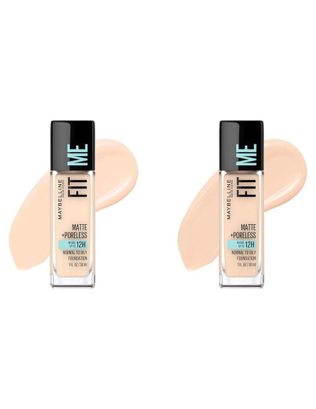 Maybelline Fit Me Mate + Sin Poros Base Líquida 2 Tonos Maybelline Fit Me Mate + Sin Poros Base Líquida 2 Tonos