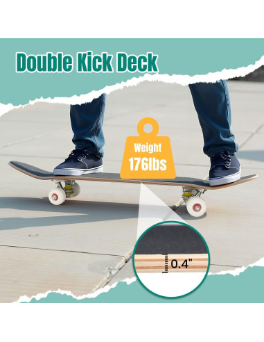Patineta Completa UHMLTCRBOD 31" x 8" Doble Kick Arce