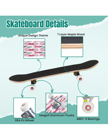Patineta Completa UHMLTCRBOD 31" x 8" Doble Kick Arce
