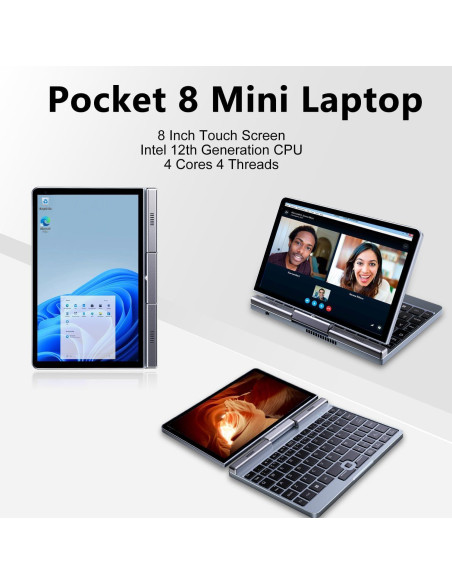 Laptop Mini 2-en-1 Crelander 8" Táctil 12GB 1TB SSD Laptop Mini 2-en-1 Crelander 8" Táctil 12GB 1TB SSD