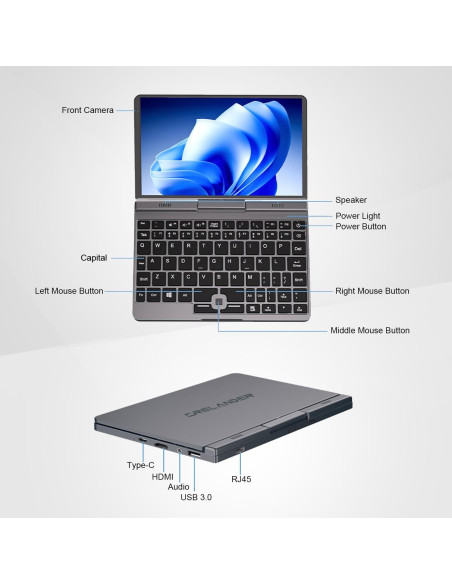 Laptop Mini 2-en-1 Crelander 8" Táctil 12GB 1TB SSD Laptop Mini 2-en-1 Crelander 8" Táctil 12GB 1TB SSD
