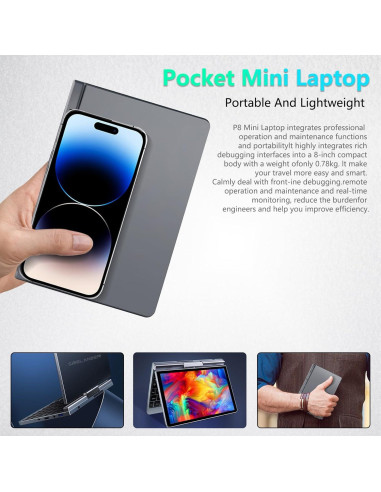 Laptop Mini 2-en-1 Crelander 8" Táctil 12GB 1TB SSD