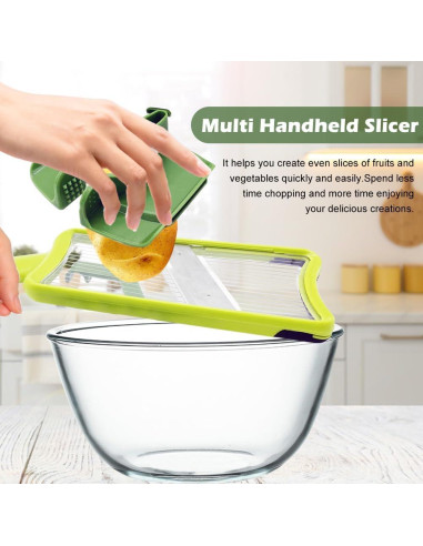 Mandolina de Mano CALIDAKA Verde Ajustable para Verduras y Frutas