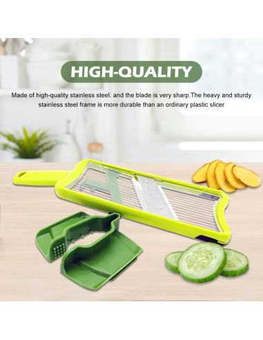Mandolina de Mano CALIDAKA Verde Ajustable para Verduras y Frutas
