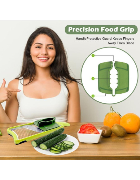 Mandolina de Mano CALIDAKA Verde Ajustable para Verduras y Frutas Mandolina de Mano CALIDAKA Verde Ajustable para Verduras y Frutas