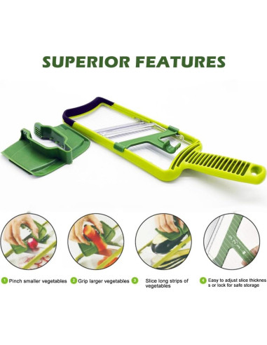 Mandolina de Mano CALIDAKA Verde Ajustable para Verduras y Frutas