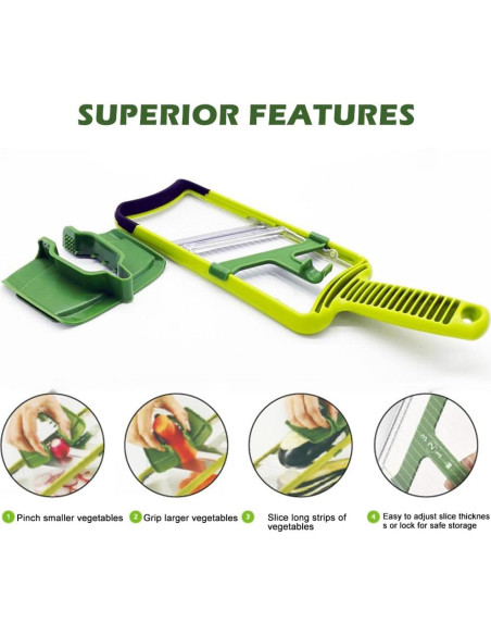 Mandolina de Mano CALIDAKA Verde Ajustable para Verduras y Frutas Mandolina de Mano CALIDAKA Verde Ajustable para Verduras y Frutas