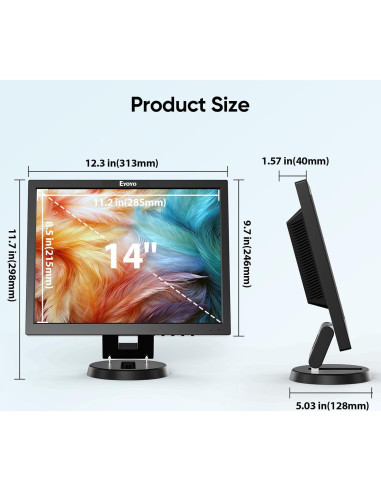 Monitor LCD 14" Eyoyo EM07D HDMI VGA 1024x768