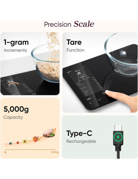 Báscula de Cocina Inteligente Cosori CNS-R001S-X 5 kg con App Báscula de Cocina Inteligente Cosori CNS-R001S-X 5 kg con App
