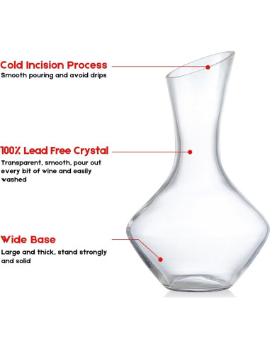 Decantador de Vino Youyah 750ml Cristal Soplado a Mano
