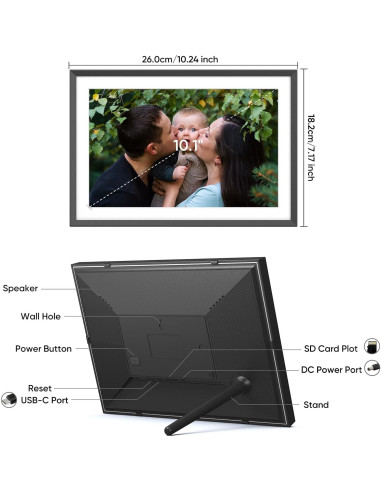 Marco Digital ARZOPA 10.1" WiFi 32GB Pantalla Táctil IPS