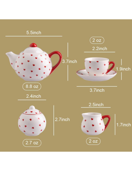 Juego de té de porcelana Sweejar para niñas - 10 piezas Juego de té de porcelana Sweejar para niñas - 10 piezas
