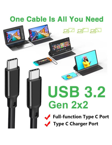 Cable USB C 3.2 Gen 2x2 100W para Monitores Portátiles