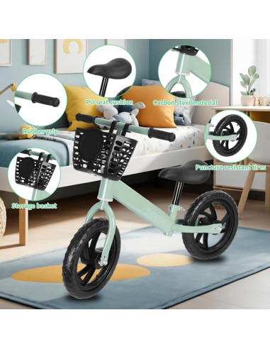 Bicicleta de Equilibrio para Bebés Qorkhogr Verde Ajustable