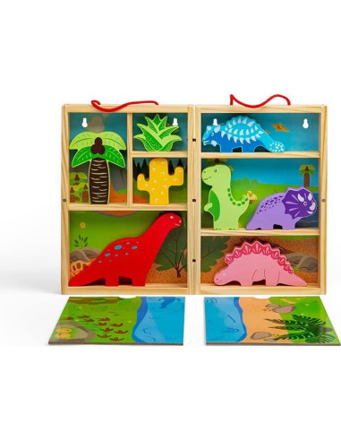 Caja de Juego de Dinosaurios Bigjigs Toys - 5 Piezas de Madera