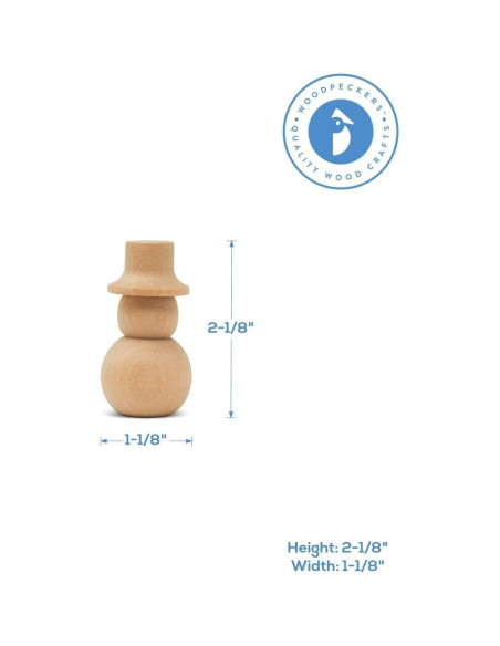 Muñecos de Nieve de Madera Woodpeckers 5.4 cm - Paquete de 12 Muñecos de Nieve de Madera Woodpeckers 5.4 cm - Paquete de 12