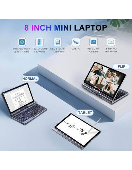 Mini Laptop 8" KOOSMILE P8 12GB RAM 512GB SSD Windows 11 Mini Laptop 8" KOOSMILE P8 12GB RAM 512GB SSD Windows 11