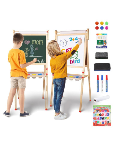 Caballete Infantil de Madera YOHOOLYO Ajustable con Rollo de Papel