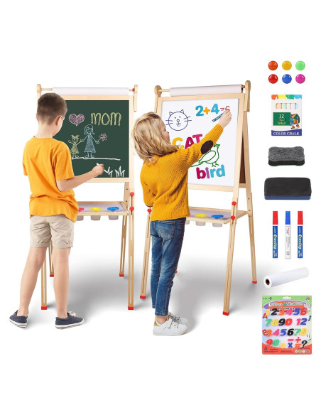 Caballete Infantil de Madera YOHOOLYO Ajustable con Rollo de Papel Caballete Infantil de Madera YOHOOLYO Ajustable con Rollo de Papel