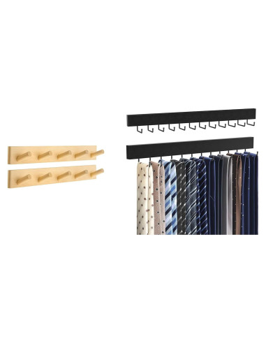 Perchero de Madera HOMEBROS 2 Piezas con Ganchos Giratorios