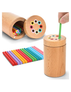 Juego Educativo de Clasificación de Colores Nagpew - 16 Palitos de Madera