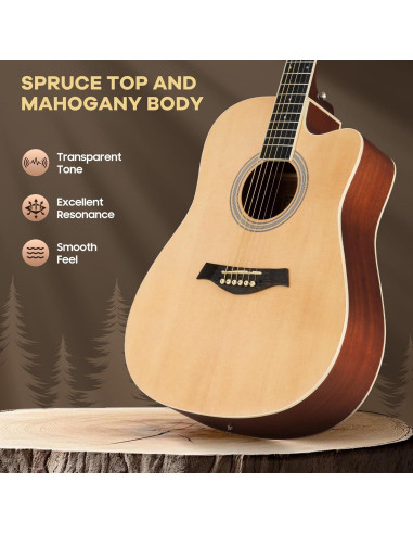Guitarra Acústica CAHAYA 41" Natural para Principiantes