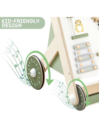Andador de Madera Beright Verde Mejorado para Bebés 12-36 Meses