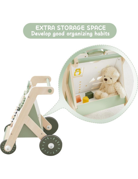 Andador de Madera Beright Verde Mejorado para Bebés 12-36 Meses Andador de Madera Beright Verde Mejorado para Bebés 12-36 Meses
