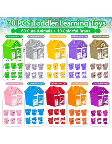 Juguetes Montessori Genuvi 70 Pcs Animales del Bosque 1-3 Años