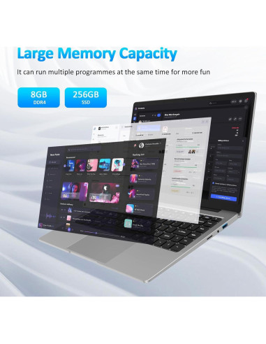 Laptop KurieTim 14.1" FHD 8GB RAM 256GB SSD Plata