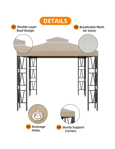 Cubierta de Reemplazo para Gazebo 10x10 Outmax Beige Impermeable